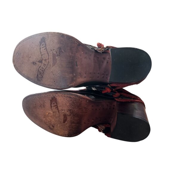 FreeBird Crue Leather Backlace Boots Women 8 Black Buckle Moto Western Rockstar - Picture 9 of 16